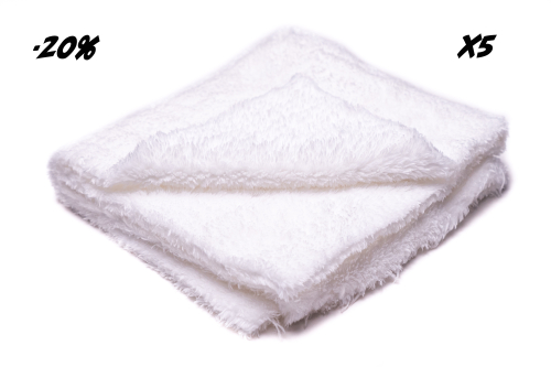 Комплект 5 шт. Полотенце Plushbyte Pro цв.Белый микрофибра 40*40см инд.упак.